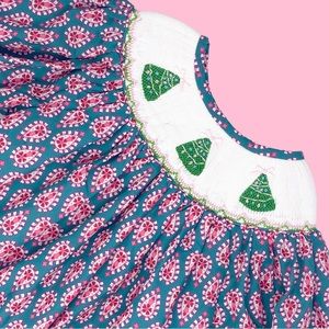 Poppy Kids Co smocked, embroidered Christmas Tree Dress - NWOT - 24M / 2T